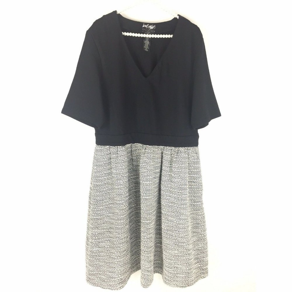 Lord & Taylor Dress Womens 16W Black White Tweed